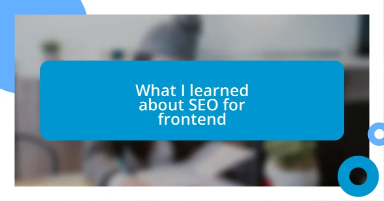 What I learned about SEO for frontend