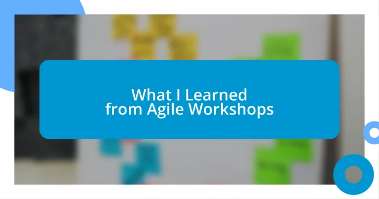 What I Learned from Agile Workshops