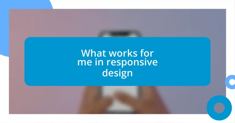 What works for me in responsive design