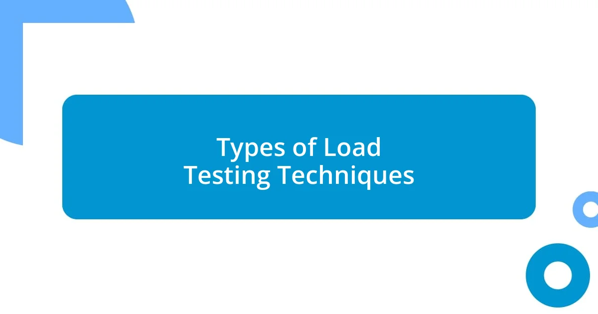 Types of Load Testing Techniques