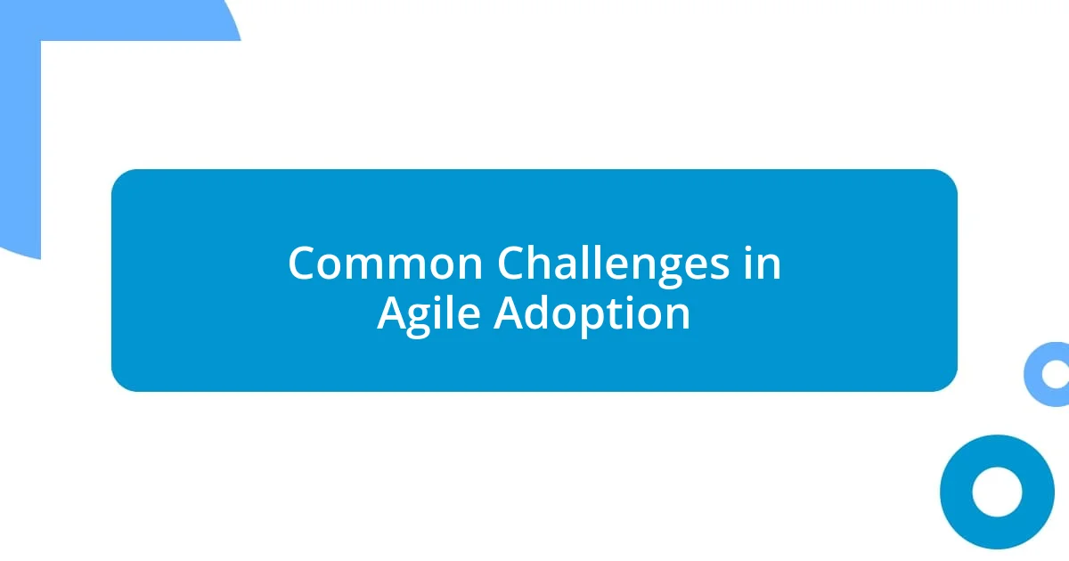 Common Challenges in Agile Adoption